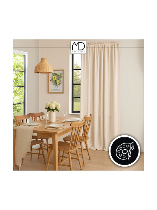 More&Deco Κουρτίνα Συσκότισης με Τρέσα Panel Cream 140x250εκ.