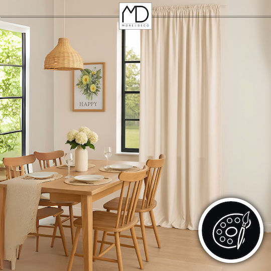 More&Deco Κουρτίνα με Τρέσα Panel Cream 140x250εκ.