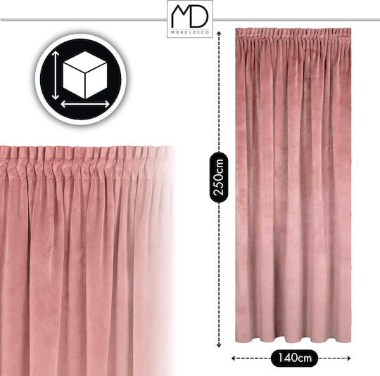 More&Deco Blackout Curtain With Pencil Pleat Drape Dusty Pink 140x250cm