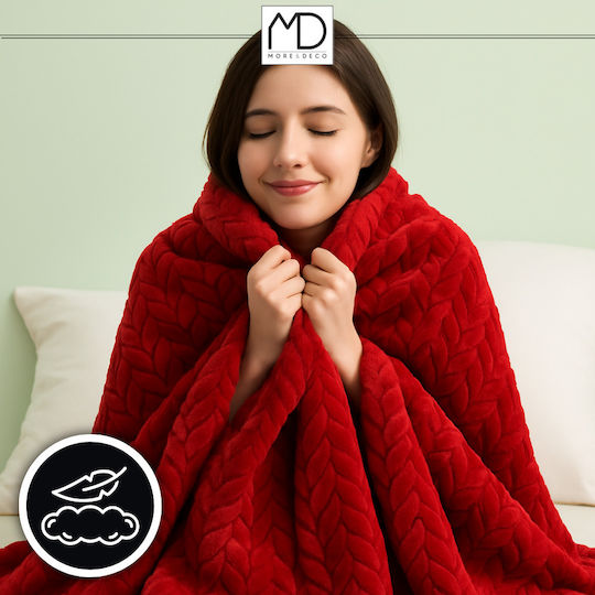 More&Deco Κουβέρτα Πικέ Διπλή 200x220εκ. Red