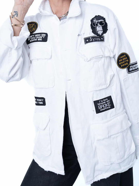 Long Women's Jacket for Winter White