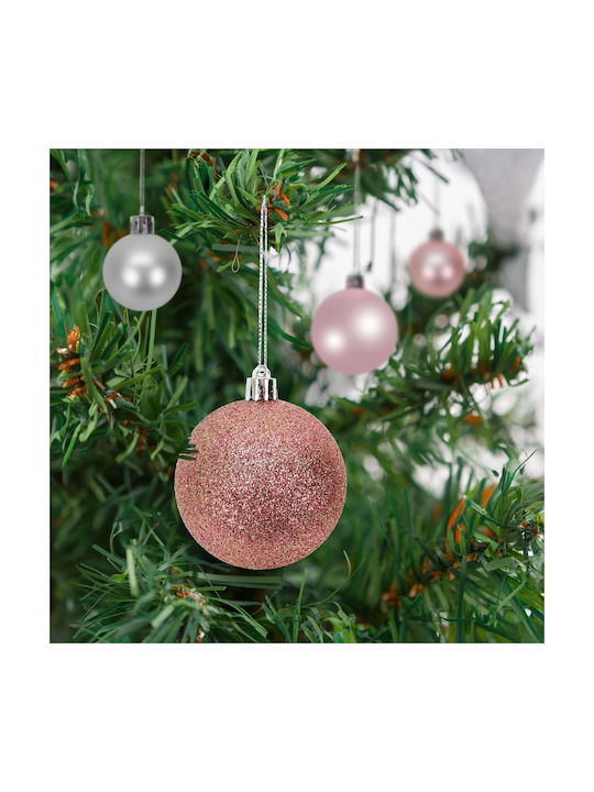 Christmas Bauble Set Rose Gold 16 Pcs 3-6 Cm Matte Glossy Glitter