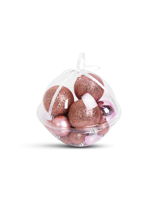 Christmas Bauble Set Rose Gold 16 Pcs 3-6 Cm Matte Glossy Glitter