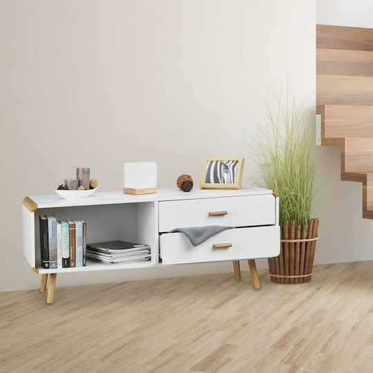 Έπιπλο Τηλεόρασης White/light Brown Μ120xΠ40xΥ48cm