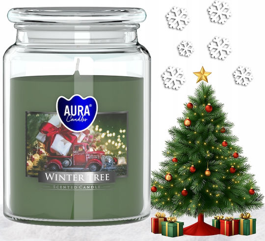 Aura Weihnachtskerze Holz Grün
