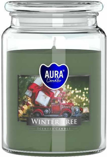 Aura Weihnachtskerze Holz Grün