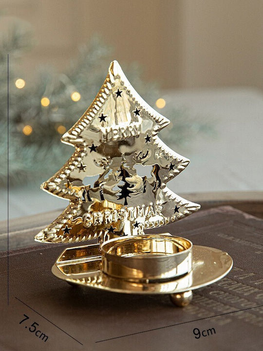 Alista Home Suport Pentru Lumânare Metalic De Crăciun Auriu 10.5x9cm