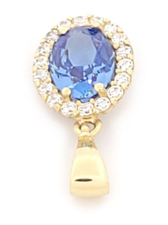 Charm Rosette in 14K Gold with Blue Zircon