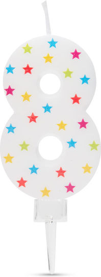 Lumânare Tort Numărul 8 Decor Petrecere Aniversare 7 X 4 Cm