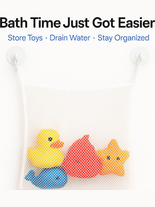 Mesh Bathroom Organizer Bag – Storage Toys Shower Hygiene Products Suction Cups Quick Dry 40×30 Cm White Mesh Bathroom Organizer Bag – Storage Toys Shower Hygiene Products Suction Cups Quick Dry 40×30 Cm White