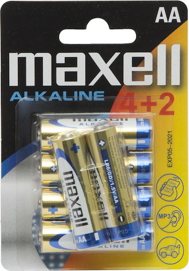 Baterii Alcaline AA LR6 1.5V Pachet Blister 6 Bucăți 4+2 Bonus Durată Lungă Rezistente la Scurgeri