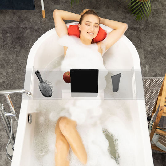 Relaxdays Suport Acrilic Pentru Cadă Argintiu Transparent 4x23x68 Cm