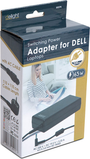 Încărcător Laptop Dell 65w 19.5v 3.33a Protecție Mufă 4.5x12.22mm Negru