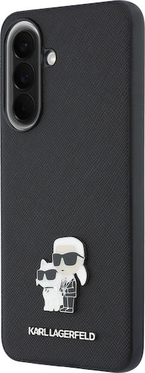 Karl Lagerfeld Saffiano Metallisches Logo Karl+&choupette Samsung Galaxy A57 5G Schwarze Handyhülle
