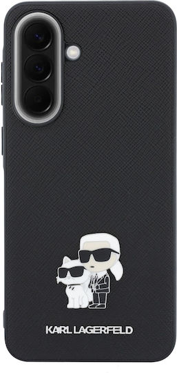 Karl Lagerfeld Saffiano Metallisches Logo Karl+&choupette Samsung Galaxy A57 5G Schwarze Handyhülle