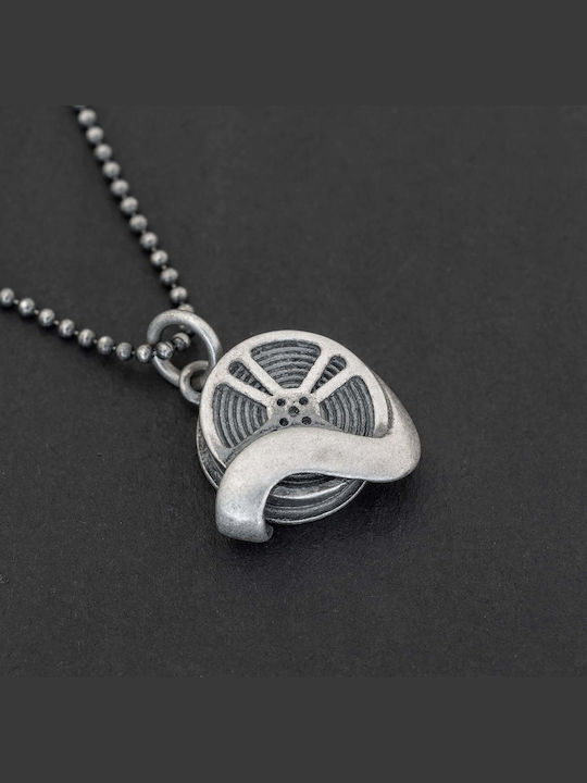 Men's Pendant Movie Reel Handmade Silver 925 Chain Bead 60cm
