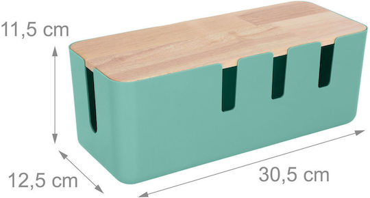Relaxdays Cable Storage Box Wooden Lid 11.5x30.5x12.5cm Multicolor