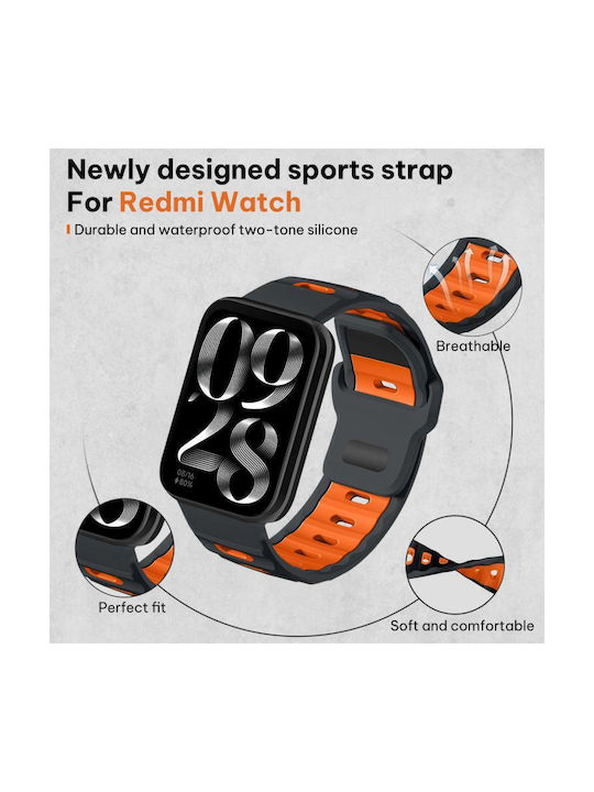 Xiaomi Band 9 Pro Redmi Watch 6 5 Xdfind Flat-head Dual-color Silicone Watch Band Ash+orange