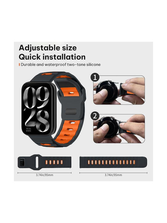 Xiaomi Band 9 Pro Redmi Watch 6 5 Xdfind Flat-head Dual-color Silicone Watch Band Ash+orange