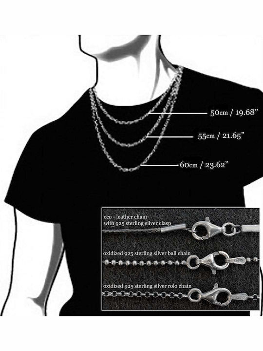 Men's Necklace Anchor Handmade Silver 925 Chain Bead 50cm