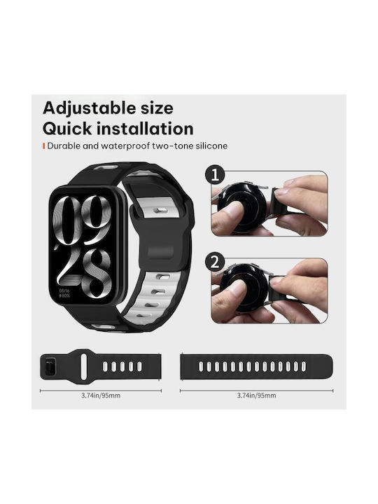 Xiaomi Band 9 Pro Redmi Watch 6 5 Xdfind Flat-head Dual-color Silicone Watch Band Black+white