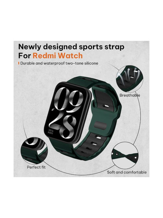 Xiaomi Band 9 Pro Redmi Watch 6 5 Xdfind Flat-head Dual-color Silicone Watch Band Wilderness Green+black