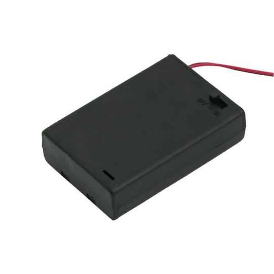 Set 5 Battery Holders 3 X Aa 12 Cm Wires On Off Switch Black Plastic Case Set 5 Pieces