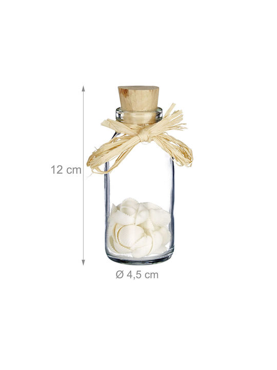 Relaxdays Decorative Bottles Shells Beige Cream Transparent 12x4.5x4.5 Cm