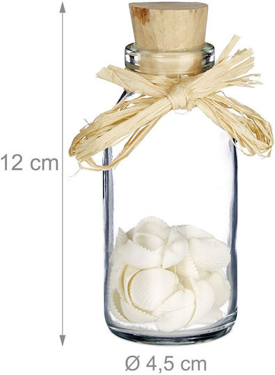 Relaxdays Decorative Bottles Shells Beige Cream Transparent 12x4.5x4.5 Cm