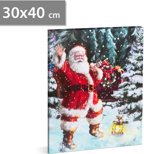 Led Christmas Painting 40 X 30 Cm Wall Decor Warm White Light 2 X Aa Batteries