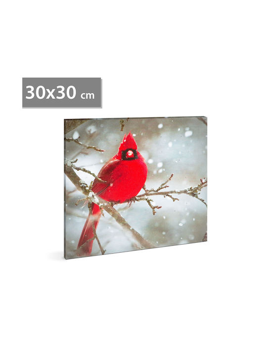 Led Painting Red Bird 30 X 30 Cm Cool White Light 2 X Aa Batteries