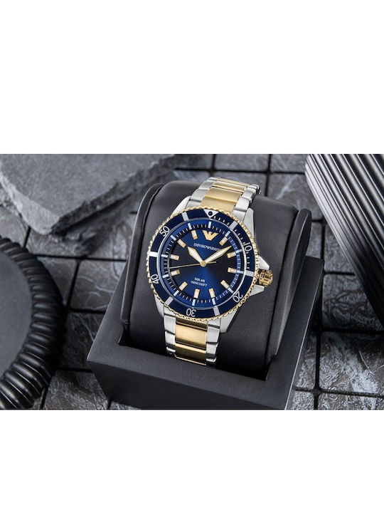 Emporio Armani Explorer Ρολόι Solar με Μεταλλικό Μπρασελέ