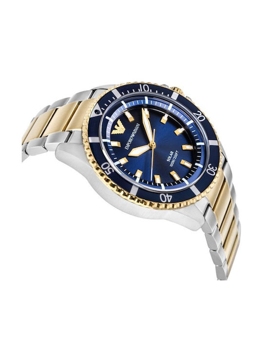 Emporio Armani Explorer Ανδρικό Ρολόι Solar με Ασημί Μεταλλικό Μπρασελέ