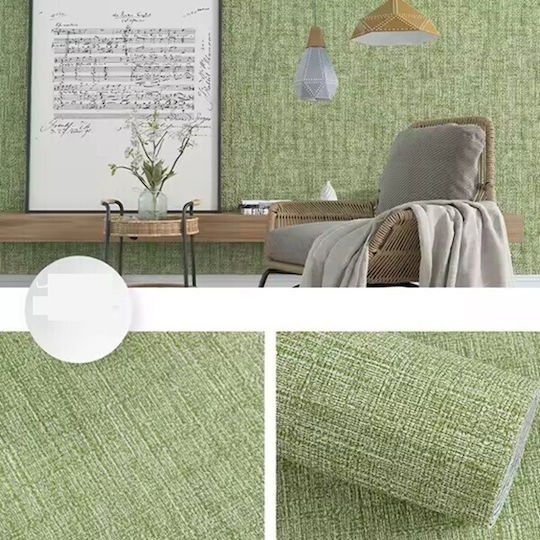 Self-Adhesive Fabric Green Washable Wall Wallpaper 100x50cm