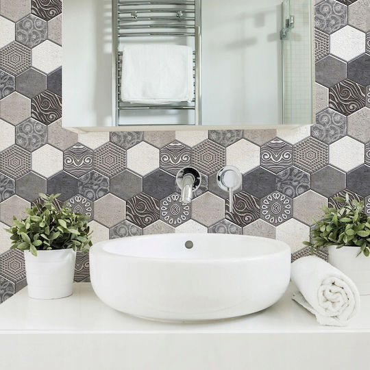 Panouri Decorative 3D Autoadezive Gri 30x30cm 10 Bucăți