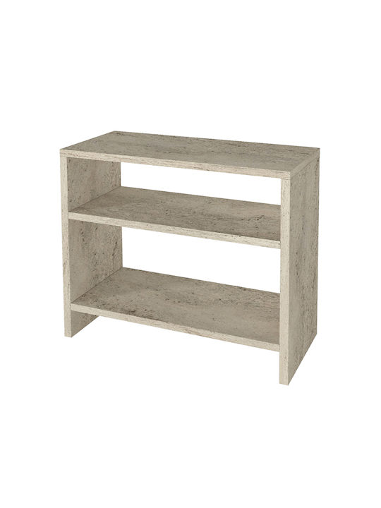 Rectangular Side Table Silvanus Wooden Travertine W51xD17.5xH49cm