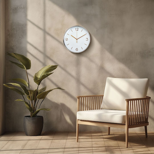 Alista Home Αθόρυβο Ρολόι Τοίχου Γυάλινο Λευκό Ø30cm