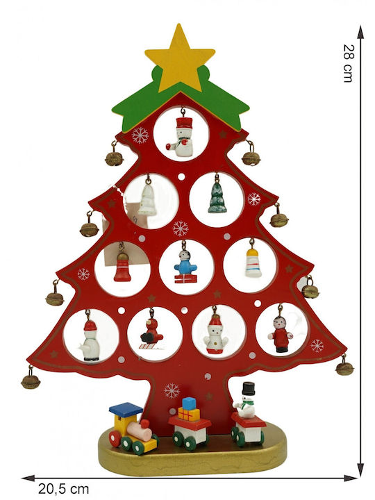 Arbore De Crăciun Roșu 10 Bucăți Ornamente 20,5 Cm X 28 Cm Lemn Alista Home