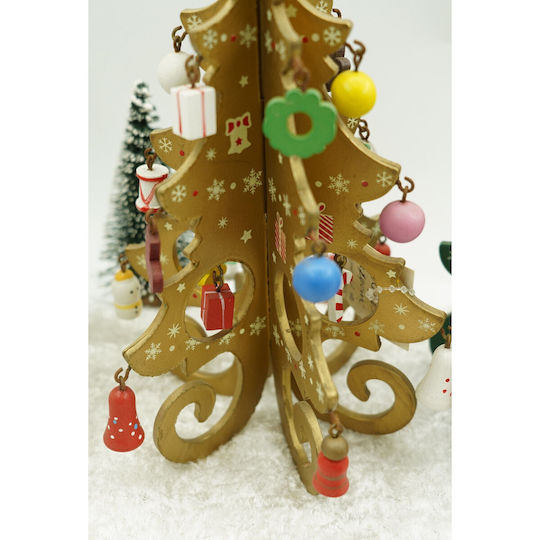 Christmas Decoration Tree Gold 6 Cavities Ornaments 12 Cm X 20 Cm Wood Alista Home