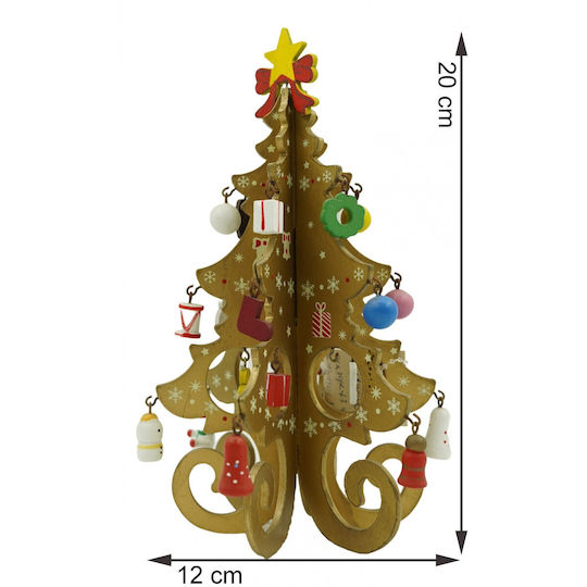 Christmas Decoration Tree Gold 6 Cavities Ornaments 12 Cm X 20 Cm Wood Alista Home