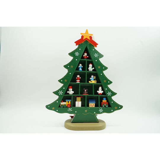 Christmas Decoration Green Tree 5 Cavities Ornaments 22 Cm X 29 Cm Wood Alista Home