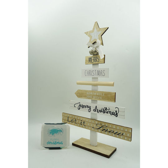 Decorated Table Decoration Christmas Messages Cream-white Wood 22.5 Cm X 36 Cm Indoor Alista Home