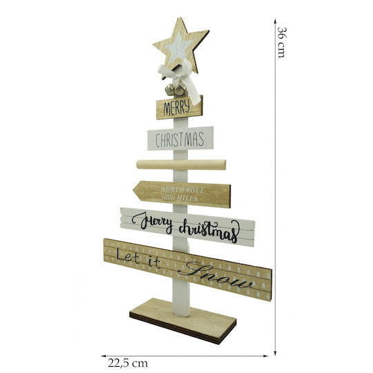 Decorated Table Decoration Christmas Messages Cream-white Wood 22.5 Cm X 36 Cm Indoor Alista Home