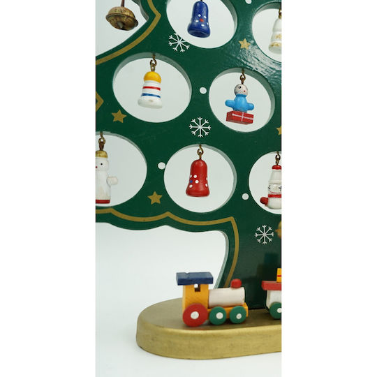Christmas Decoration Green Tree 15 Cavities Ornaments 25.5 Cm X 33 Cm Wood Alista Home