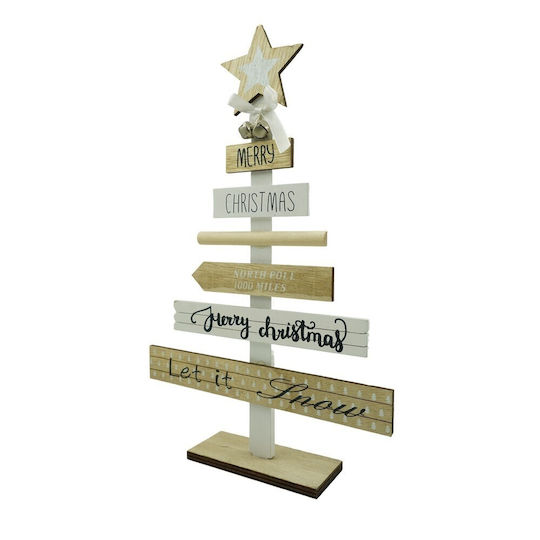 Decorated Table Decoration Christmas Messages Cream-white Wood 22.5 Cm X 36 Cm Indoor Alista Home