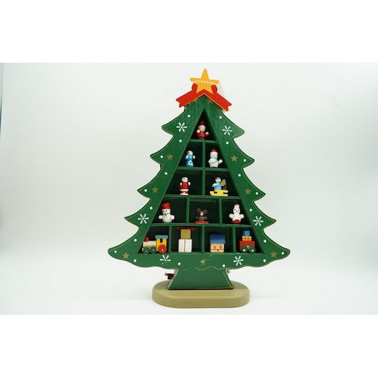 Christmas Decoration Green Tree 5 Cavities Ornaments 22 Cm X 29 Cm Wood Alista Home