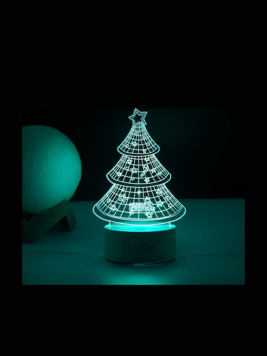 Декоративна LED Лампа Flippy 3D Коледна Елха От Акрилен Материал Многоцветна Светлина Бяла