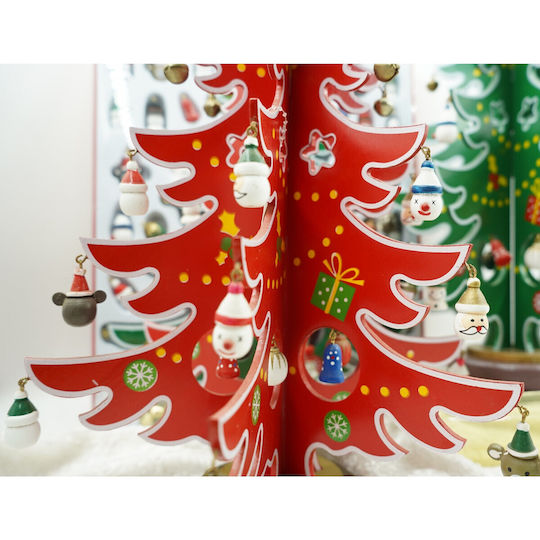 Christmas Decoration Tree Red White 15 Cavities Ornaments 25.5 Cm X 33 Cm Wood Alista Home