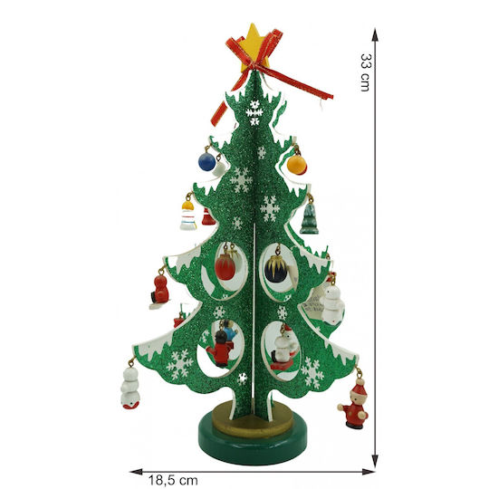 Arbore De Crăciun Verde Alb 8 Compartimente Ornamente 18,5 Cm X 33 Cm Lemn Alista Home