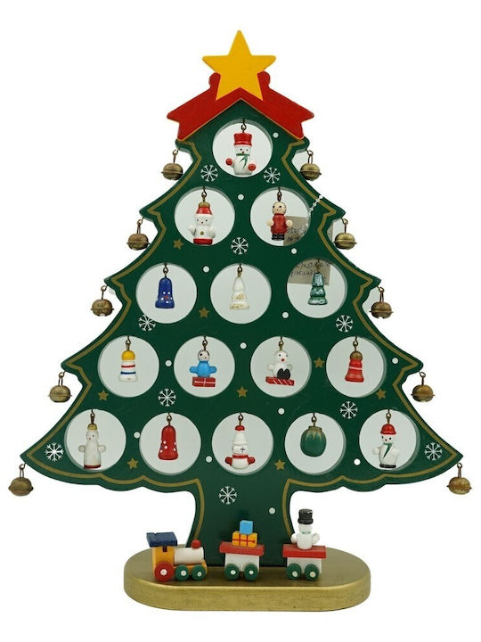 Arbore Decorativ De Crăciun Verde 15 Cavități Ornamente 25,5 Cm X 33 Cm Lemn Alista Home